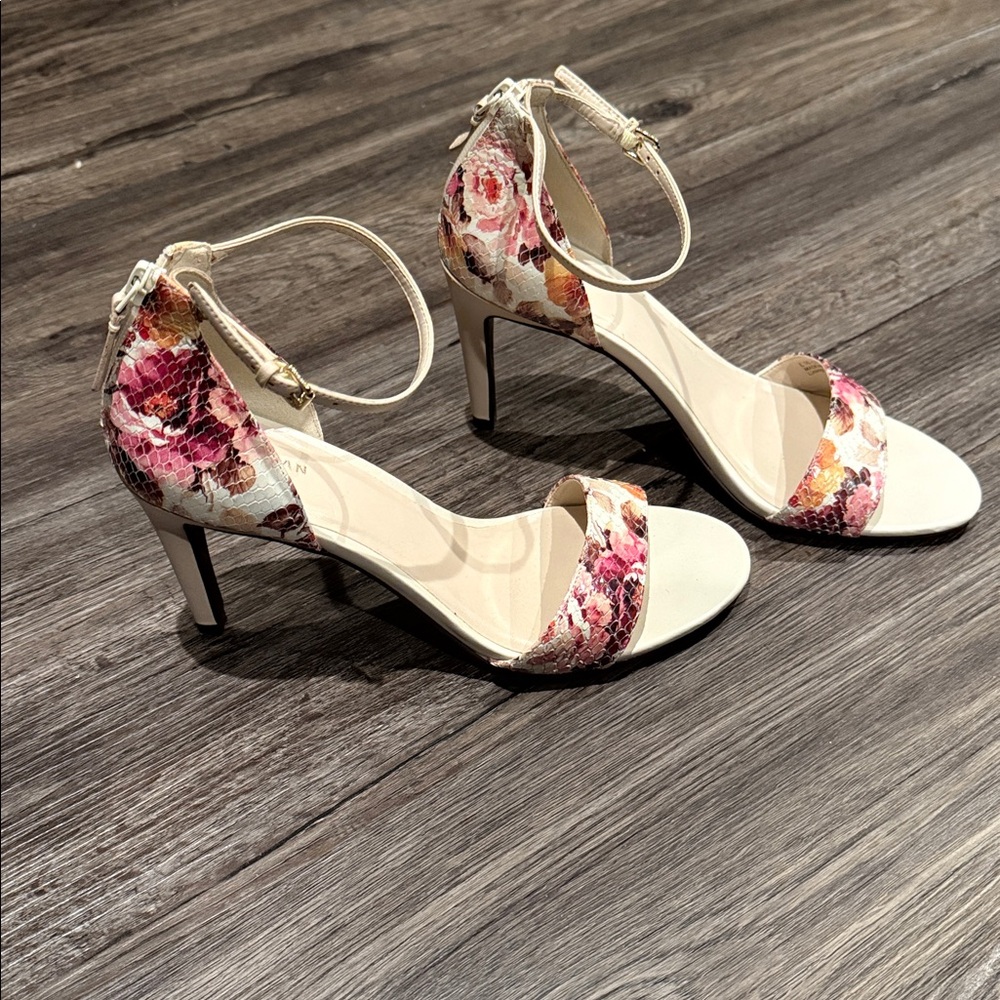 Cole Haan Pink and Cream Floral Heels